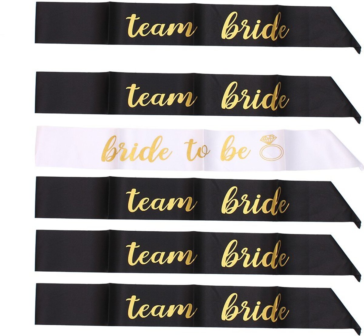 6 Stuks Sjerp Team Bride | Zwart | Vrijgezellenfeest | Bruiloft Accessoires